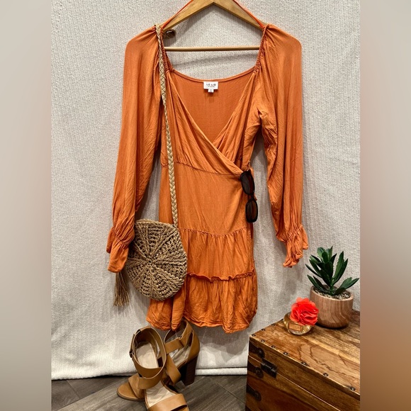 Le Lis Orange Wrap Dress - Picture 1 of 4